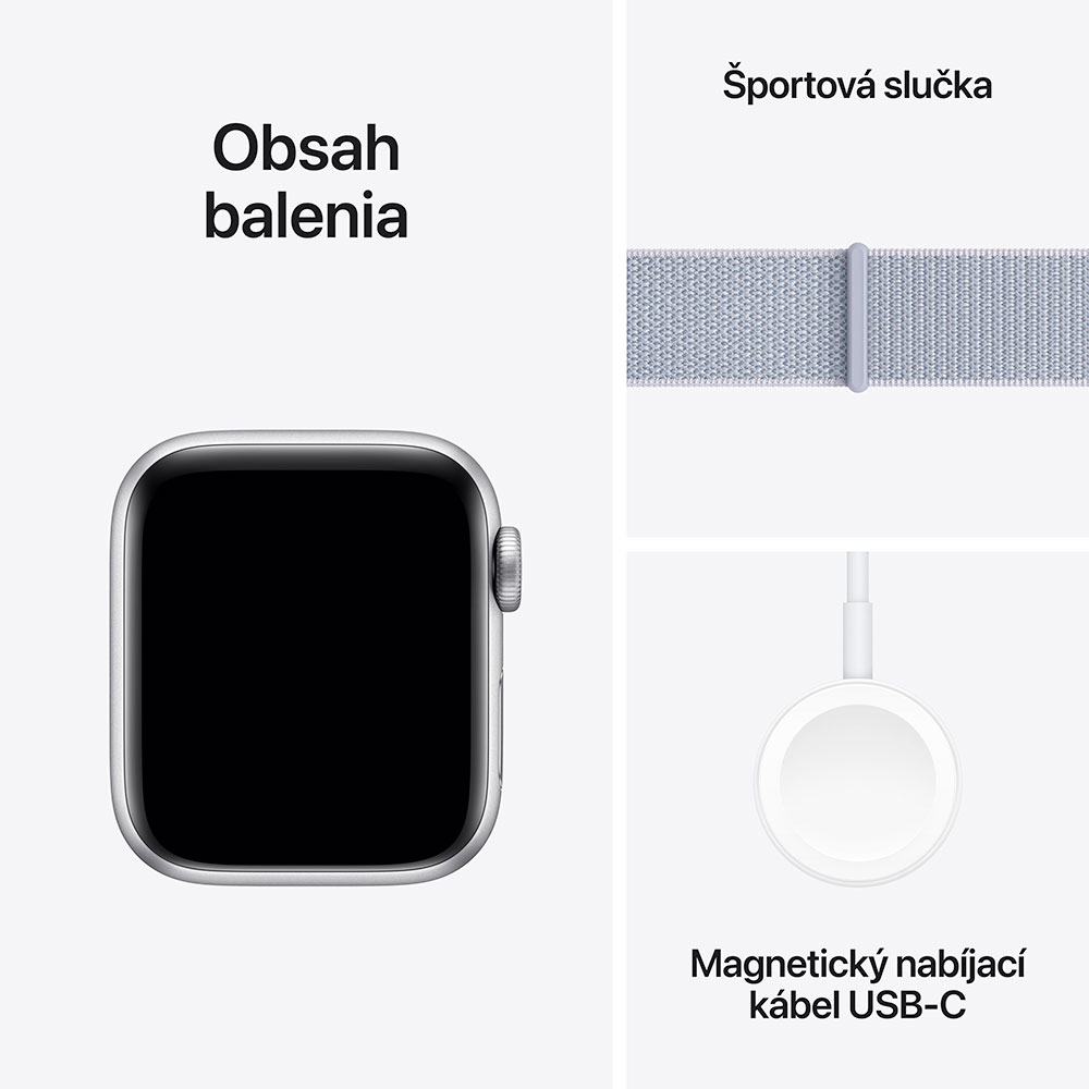 Apple Watch SE GPS + Cellular 44mm Silver Aluminium Case with Blue Cloud Sport Loop
