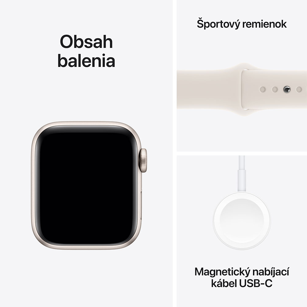 Apple Watch SE GPS + Cellular 44mm Starlight Aluminium Case with Starlight Sport Band - S/M