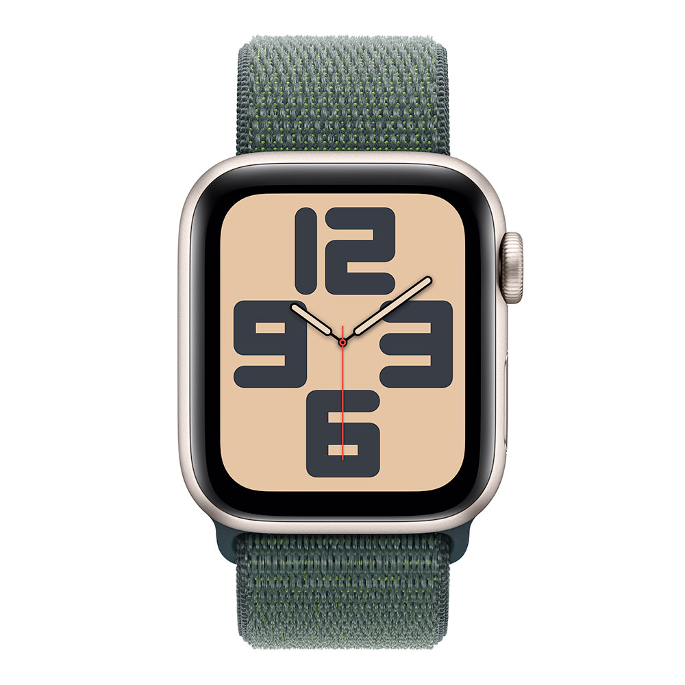 Apple Watch SE GPS + Cellular 44mm Starlight Aluminium Case with Lake Green Sport Loop