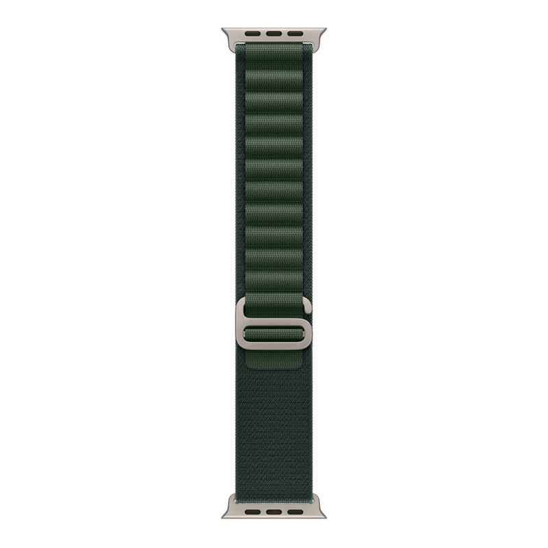 Apple Watch 49mm Dark Green Alpine Loop - Medium - Natural Titanium Finish