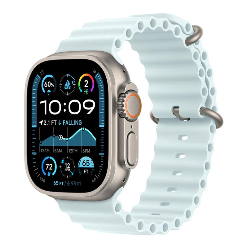 Apple Watch 49mm Ice Blue Ocean Band - Natural Titanium Finish