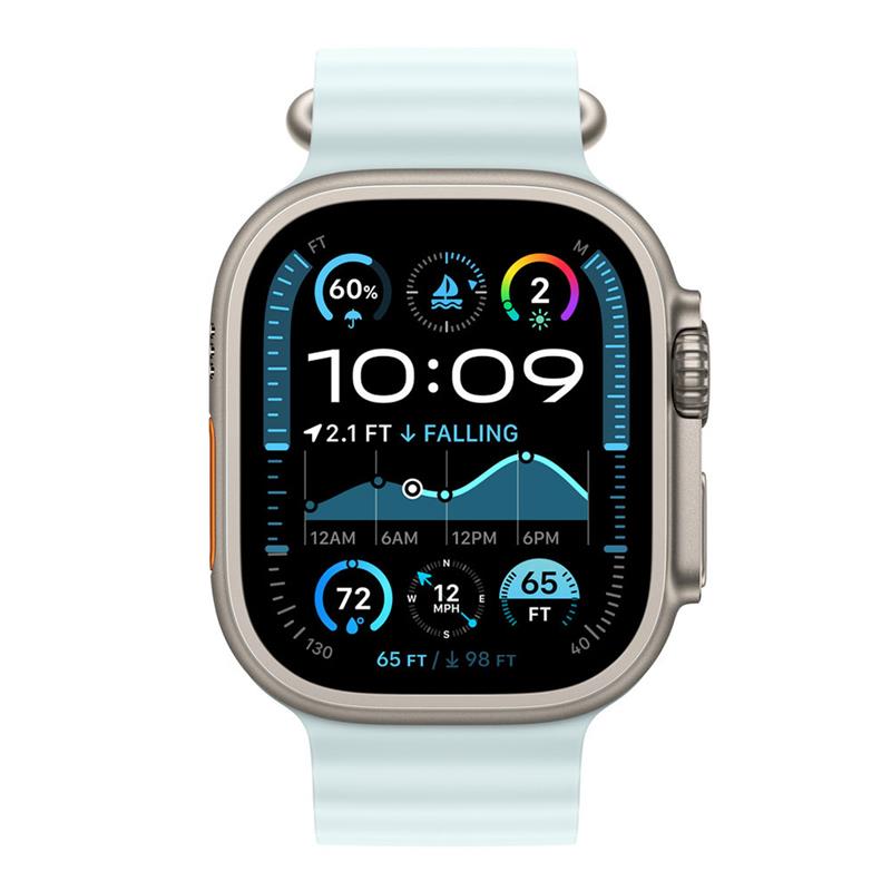 Apple Watch 49mm Ice Blue Ocean Band - Natural Titanium Finish