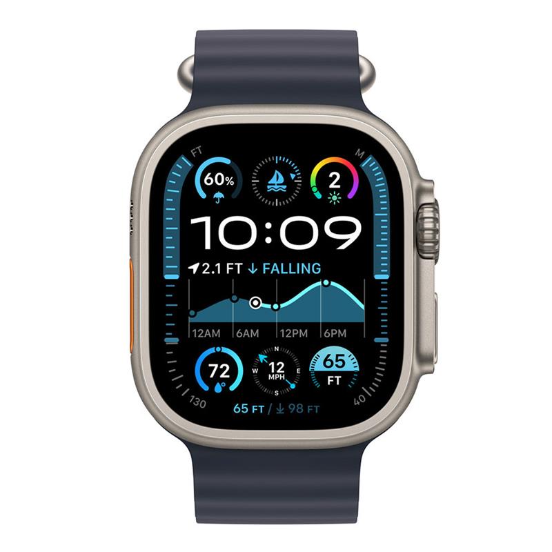 Apple Watch 49mm Navy Ocean Band - Natural Titanium Finish