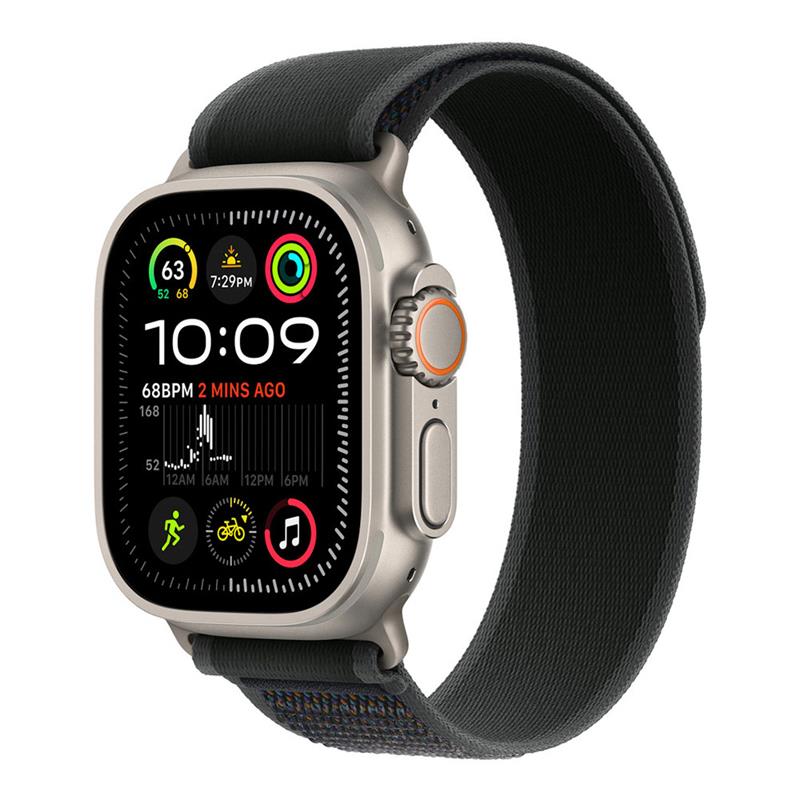 Apple Watch 49mm Black Trail Loop - S/M - Natural Titanium Finish