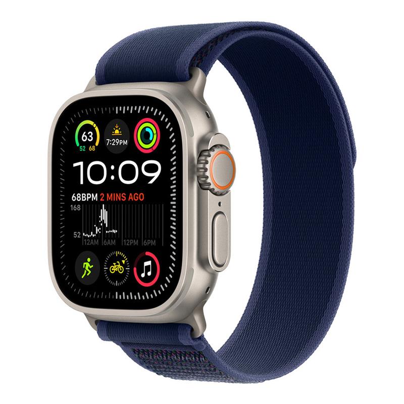 Apple Watch 49mm Blue Trail Loop S/M - Natural Titanium Finish