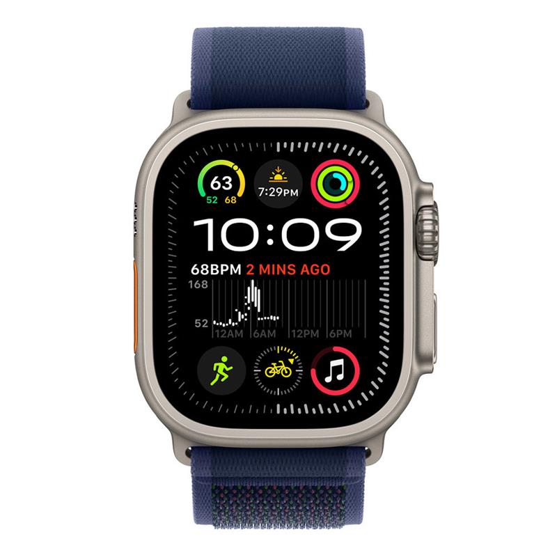 Apple Watch 49mm Blue Trail Loop S/M - Natural Titanium Finish