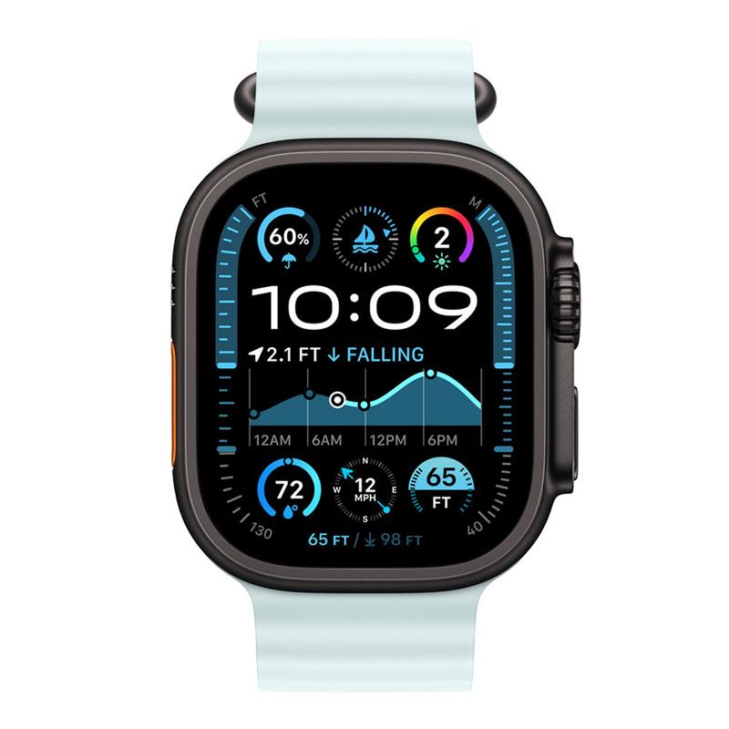 Apple Watch 49mm Ice Blue Ocean Band Extension - Black Titanium Finish