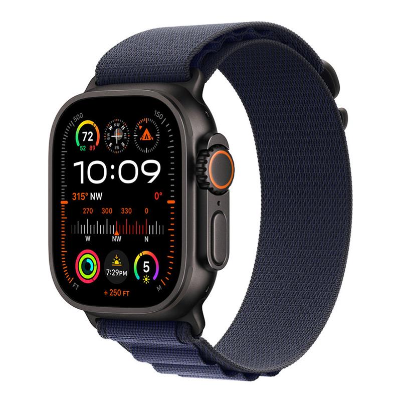 Apple Watch 49mm Navy Alpine Loop - Large - Black Titanium Finish
