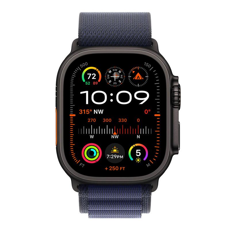 Apple Watch 49mm Navy Alpine Loop - Large - Black Titanium Finish