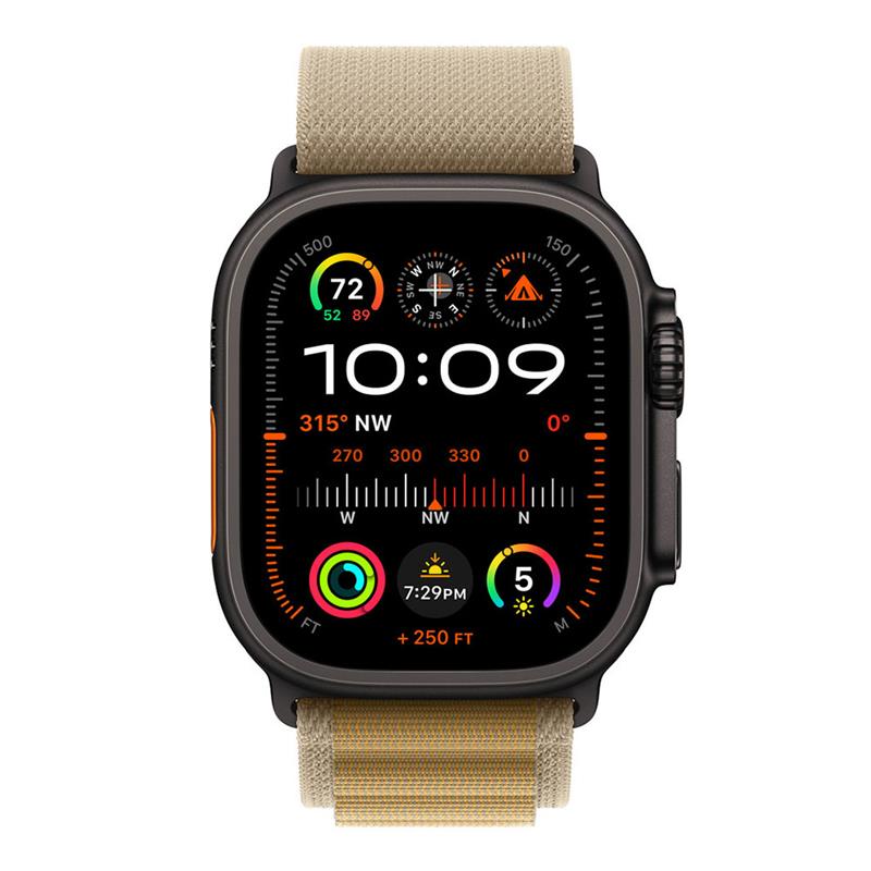 Apple Watch 49mm Tan Alpine Loop - Medium - Black Titanium Finish