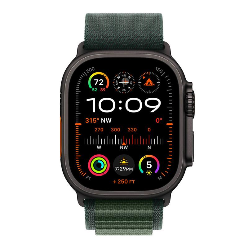 Apple Watch 49mm Dark Green Alpine Loop - Small - Black Titanium Finish