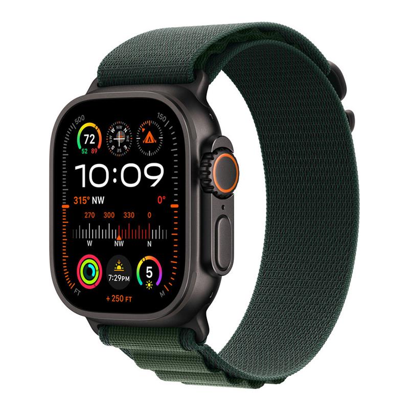 Apple Watch 49mm Dark Green Alpine Loop - Medium - Black Titanium Finish
