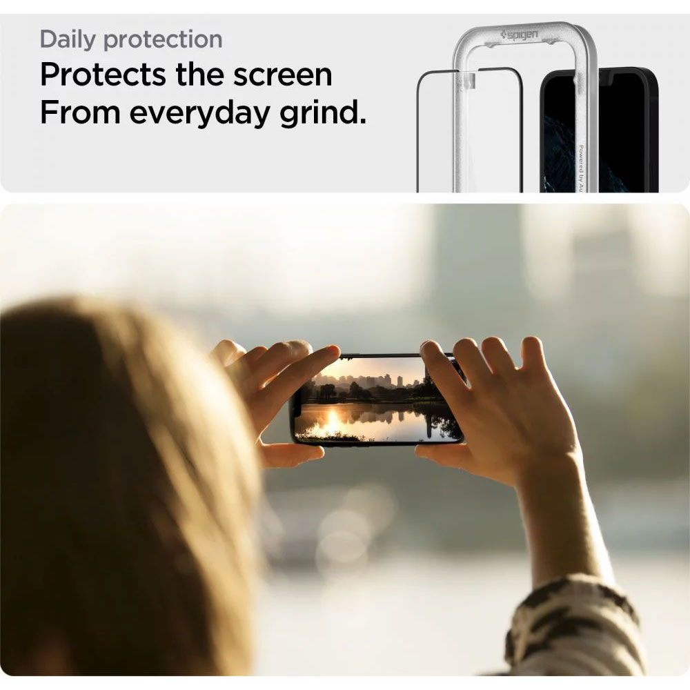 Spigen ochranné sklo GLAS.tR AlignMaster pre iPhone 16e/14/13/13 Pro - Black Frame