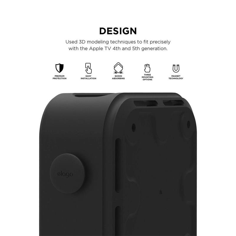 ELAGO Apple TV Multi Mount with magnet technology 4K 2022 - Black