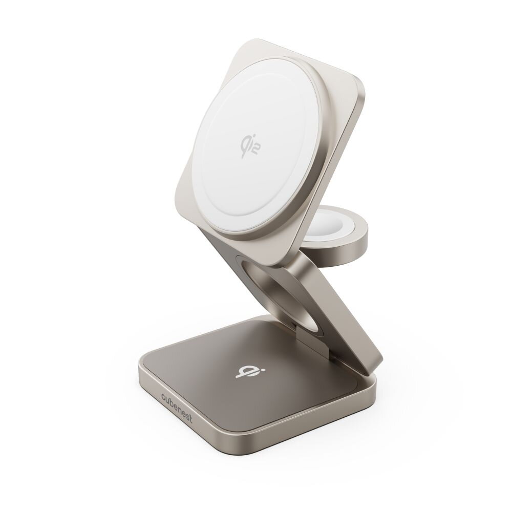 Cubenest Qi2 3v1 Skladacia bezdrôtová nabíjačka SQ312 Pro - titanová