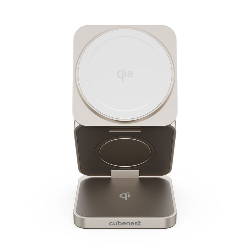 Cubenest Qi2 3v1 Skladacia bezdrôtová nabíjačka SQ312 Pro - titanová