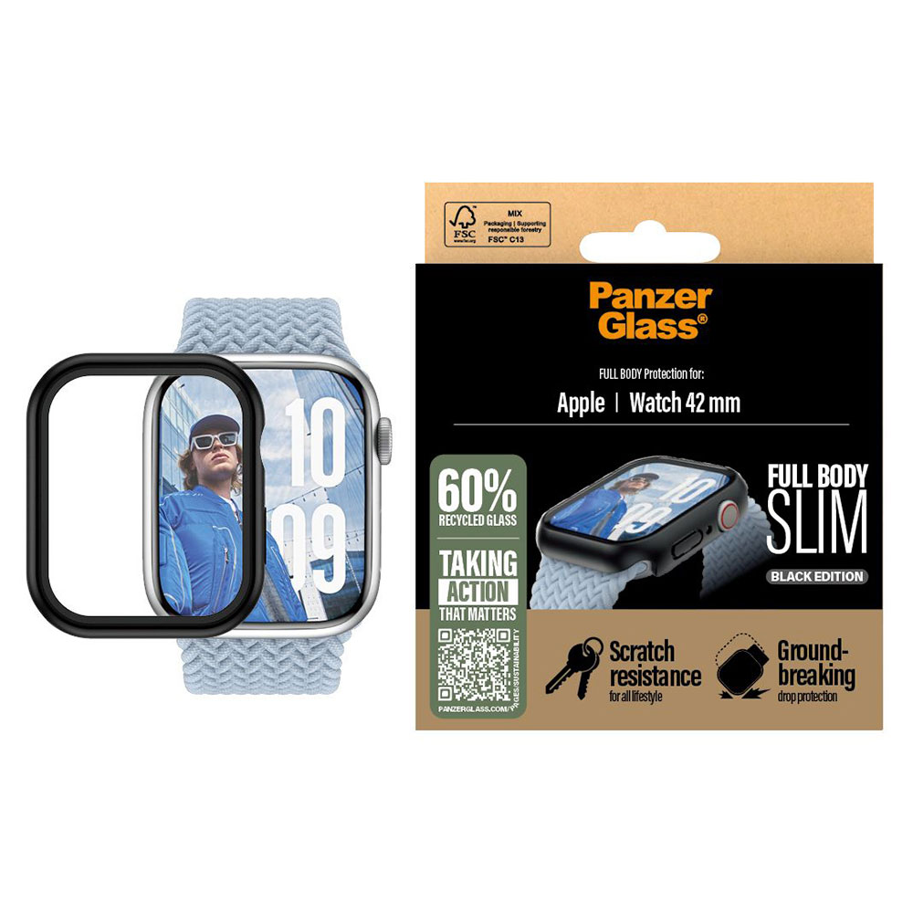 PanzerGlass ochranné sko Snappie Full Body Slim pre Apple Watch 10/11 42mm - Black