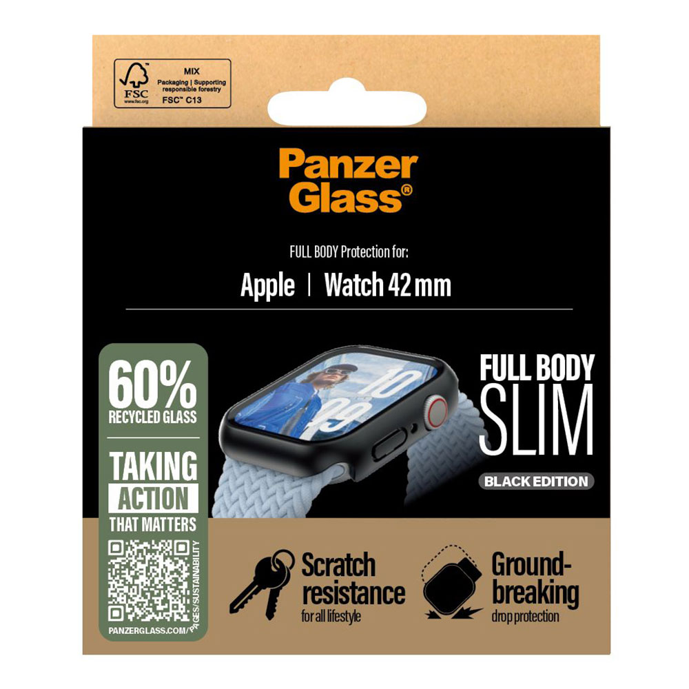 PanzerGlass ochranné sko Snappie Full Body Slim pre Apple Watch 10/11 42mm - Black