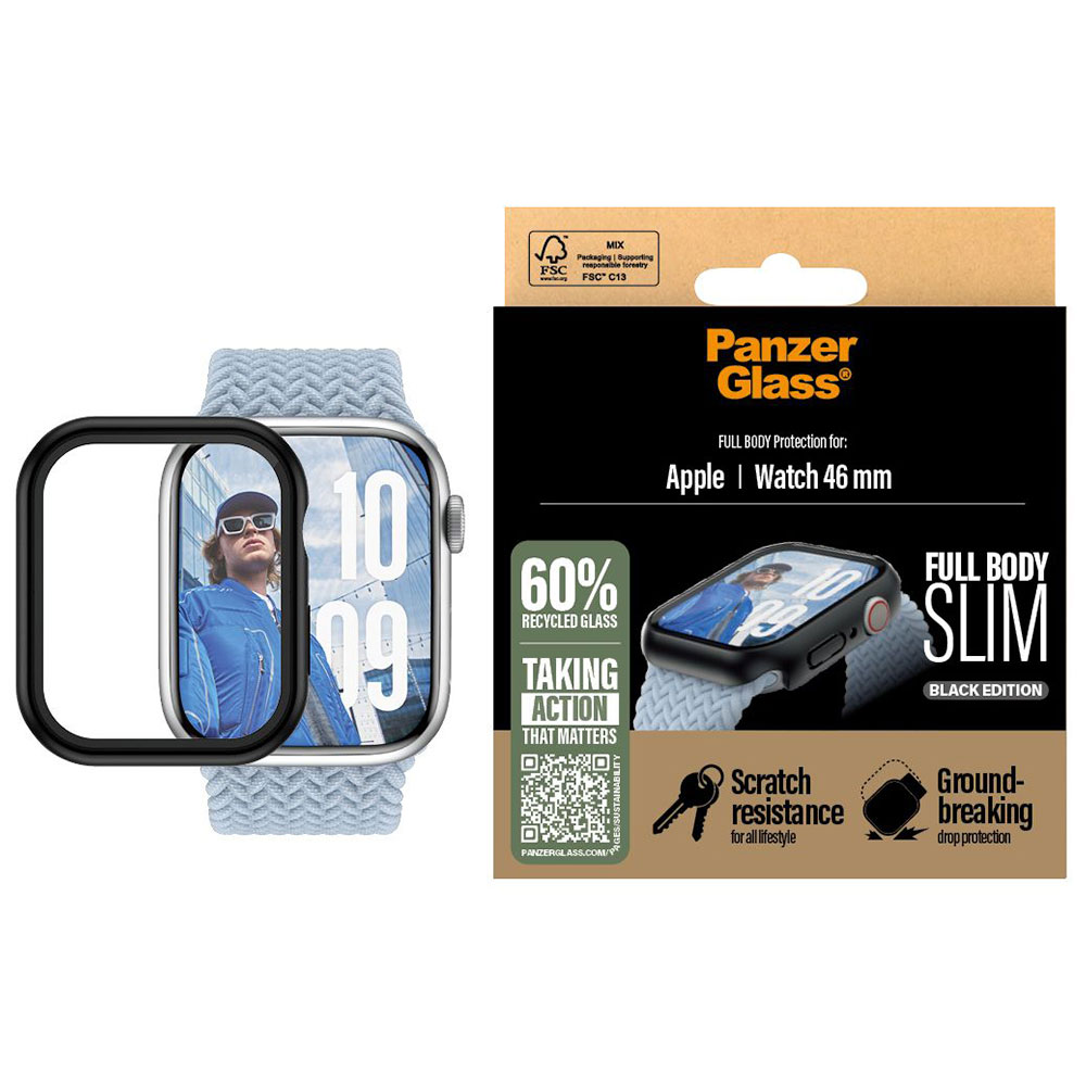 PanzerGlass ochranné sko Snappie Full Body Slim pre Apple Watch 10/11 46mm - Black