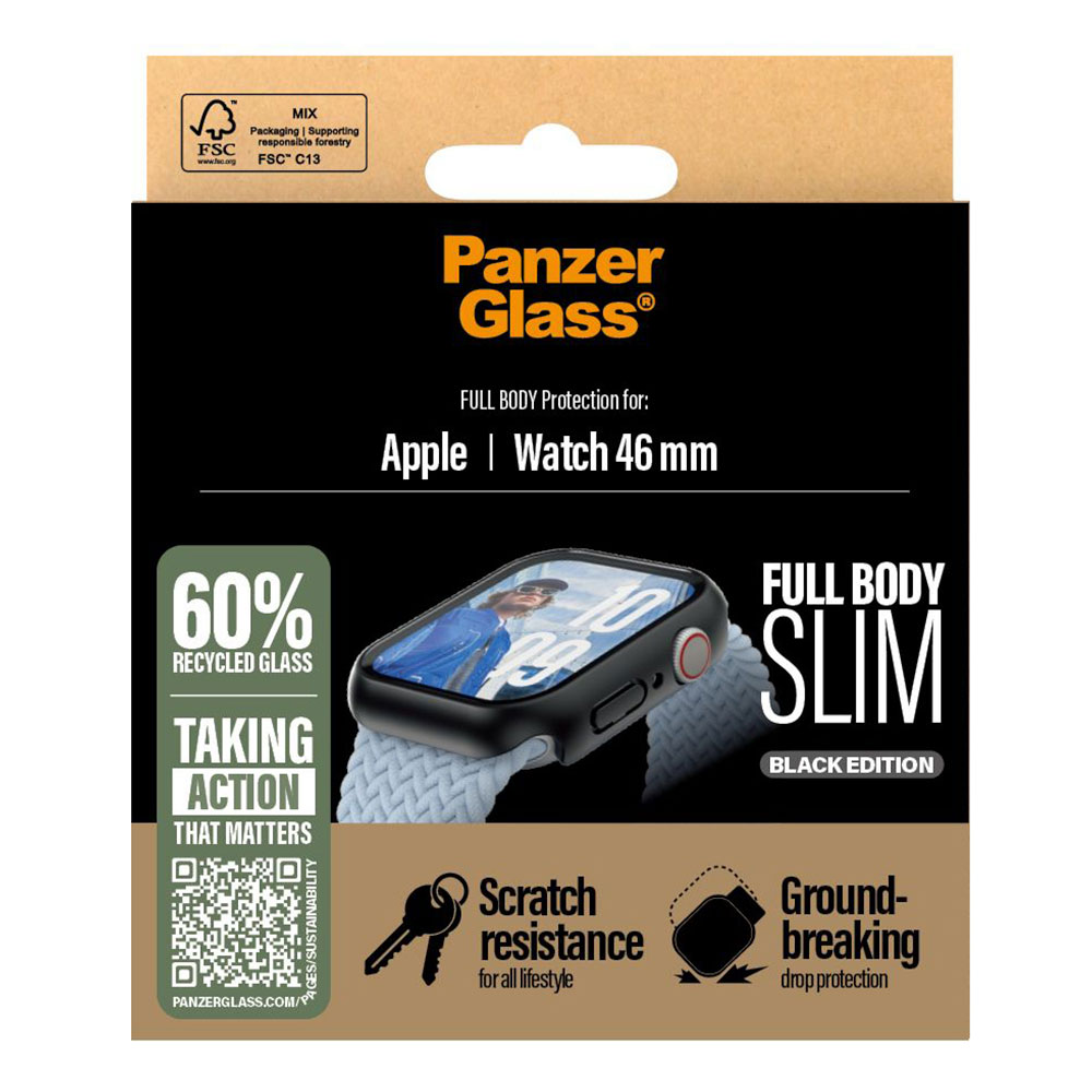 PanzerGlass ochranné sko Snappie Full Body Slim pre Apple Watch 10/11 46mm - Black