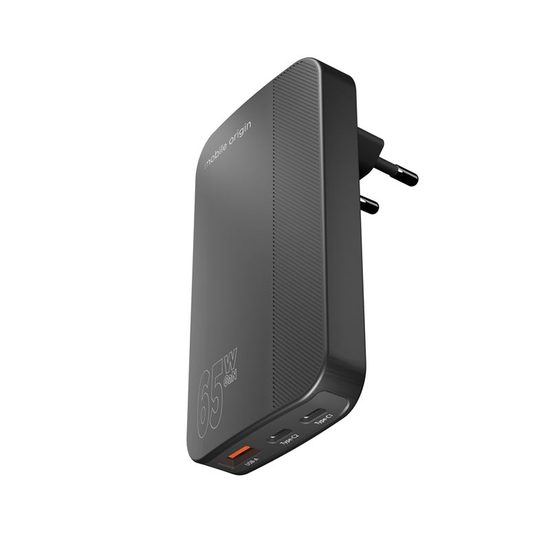 Mobile Origin 65W GaN III Slim Charger Dual USB-C / Single USB-A - Black