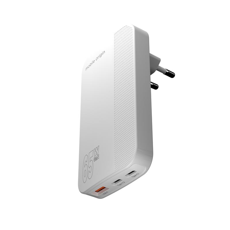 Mobile Origin 65W GaN III Slim Charger Dual USB-C / Single USB-A - White