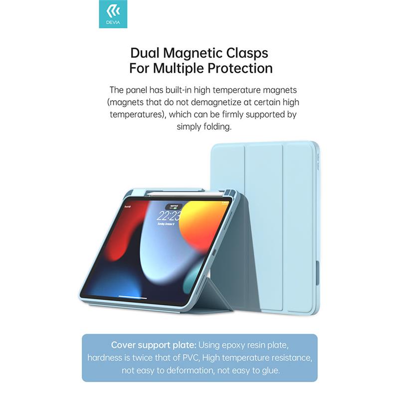 Devia puzdro Leather Case with Pencil Slot pre iPad Pro 11" M4/M5 - Light Blue