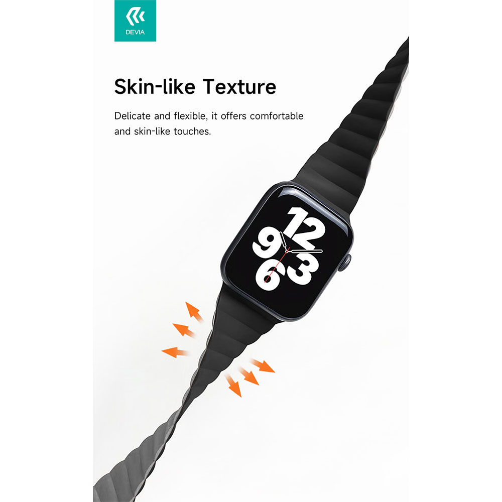 Devia remienok Nature Silicone Magnetic Watch Band 40/41/42mm - Black