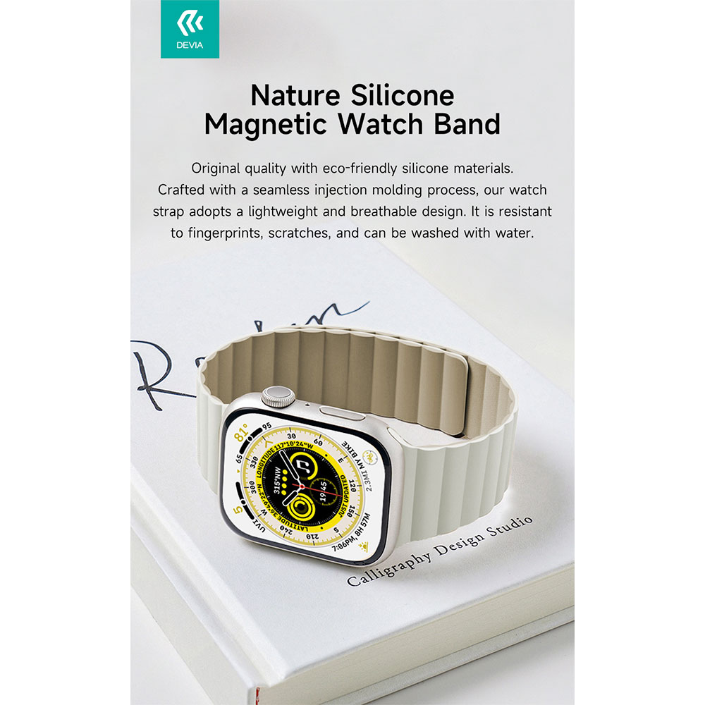 Devia remienok Nature Silicone Magnetic Watch Band 44/45/46mm - Black