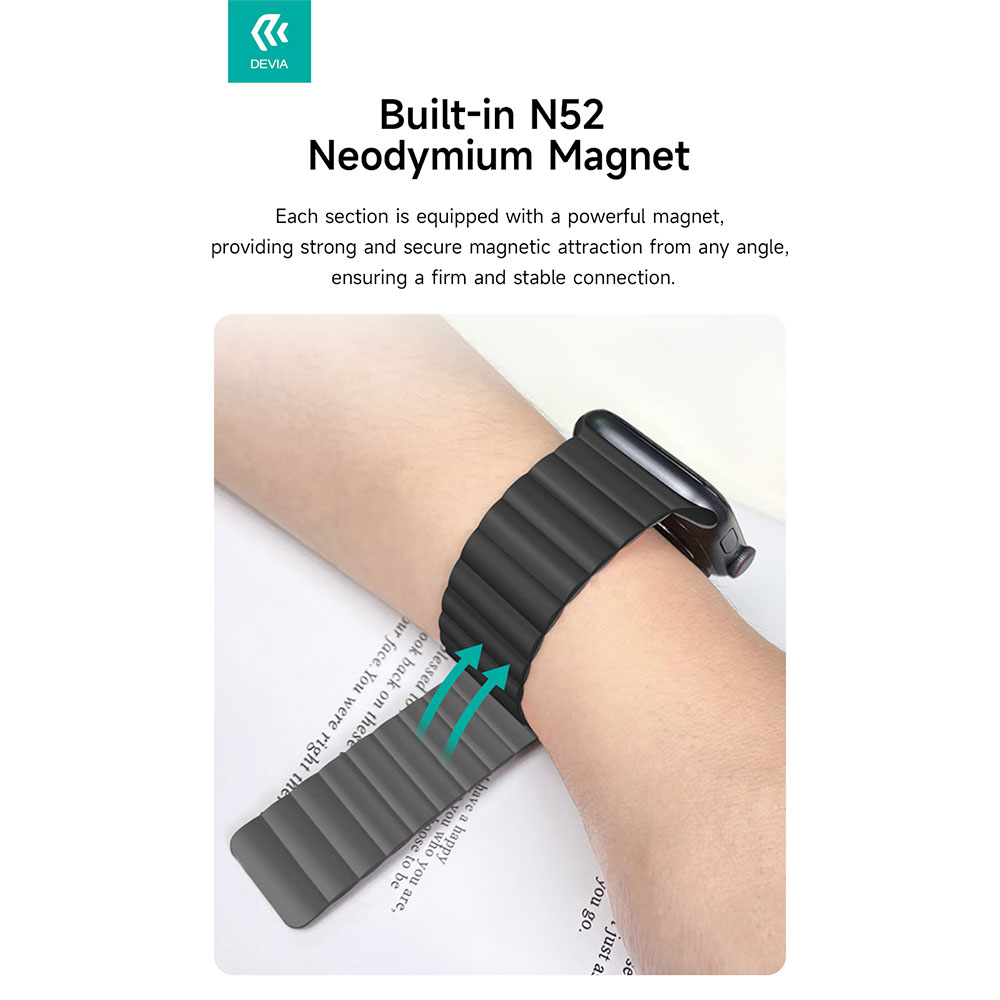 Devia remienok Nature Silicone Magnetic Watch Band 44/45/46mm - Black