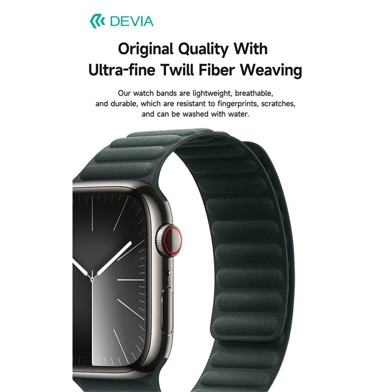 Devia remienok Deluxe Magnetic Fiber Watch Band 44/45/46mm - Black
