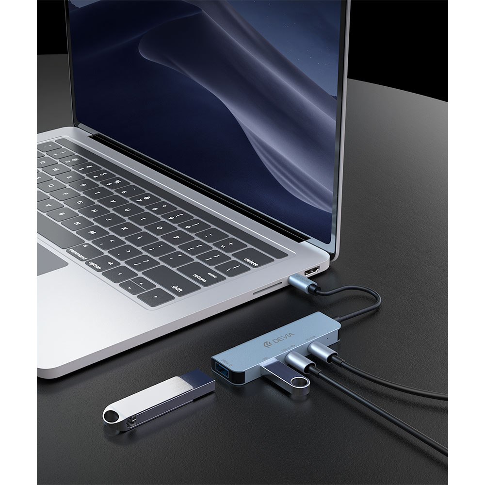 Devia USB-C Hub Leopard Series 4-in-1 EC700 - Deep Gray