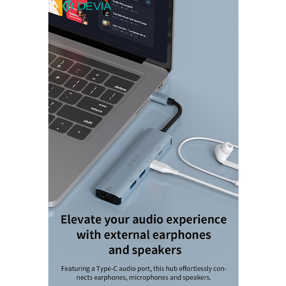 Devia USB-C Hub Leopard Series 5-in-1 EC701 - Deep Gray