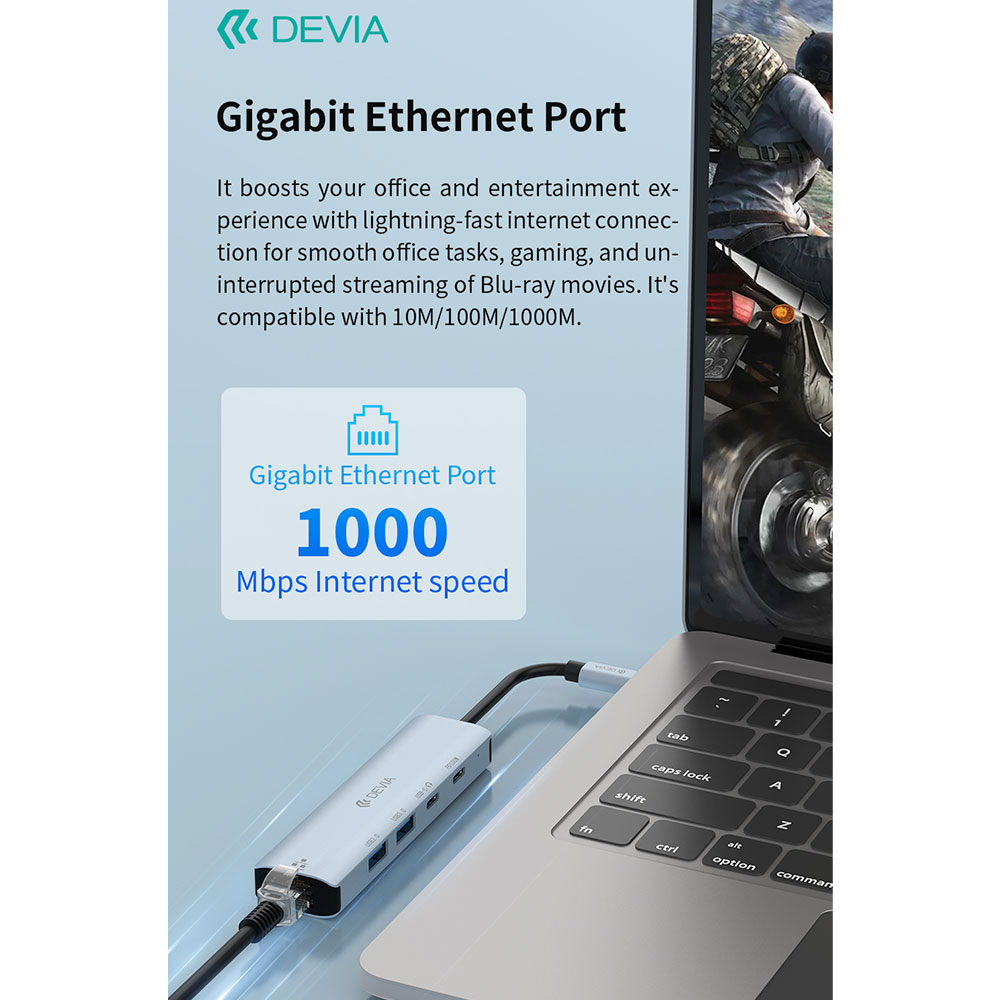 Devia USB-C Hub Leopard Series 5-in-1 EC701 - Deep Gray