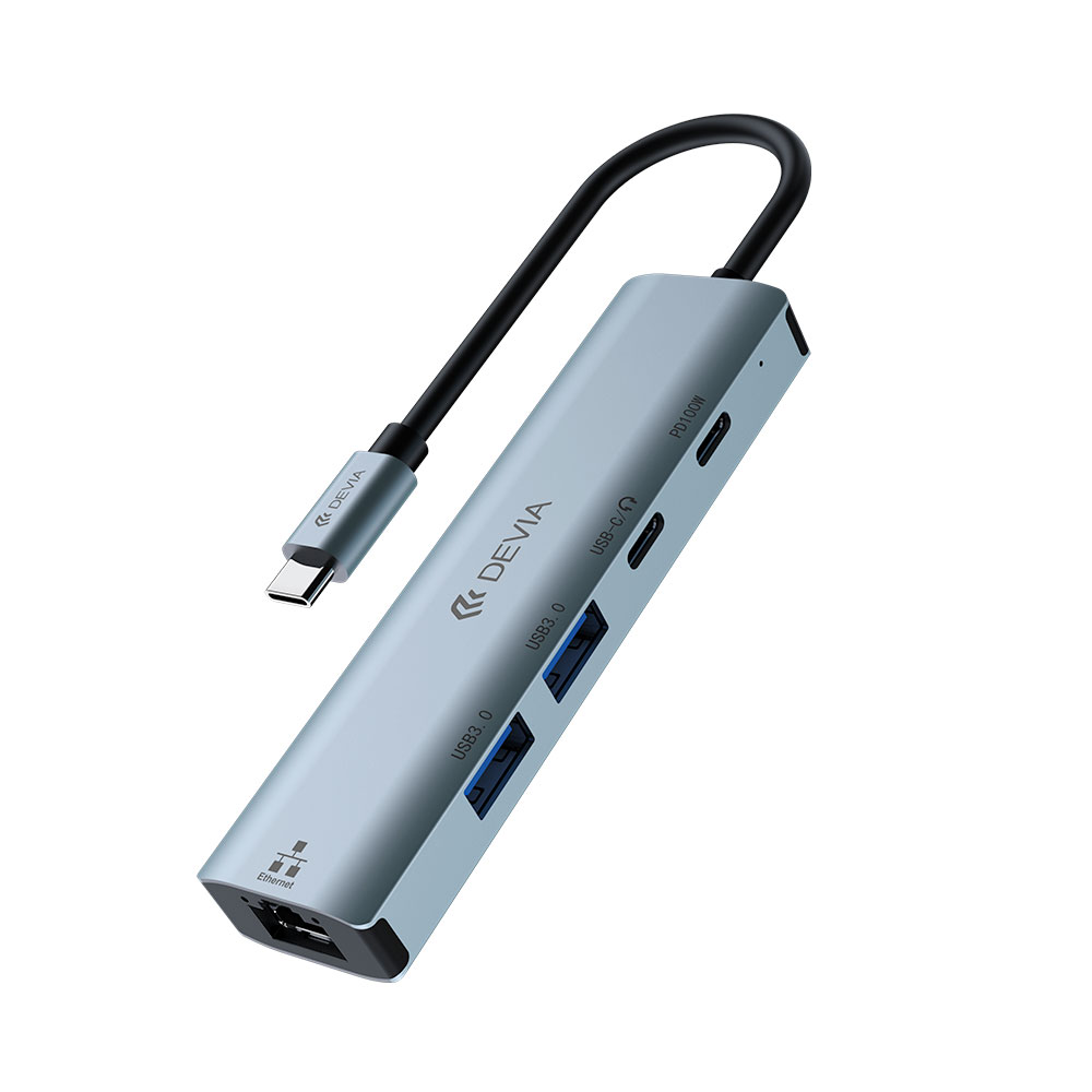 Devia USB-C Hub Leopard Series 5-in-1 EC701 - Deep Gray