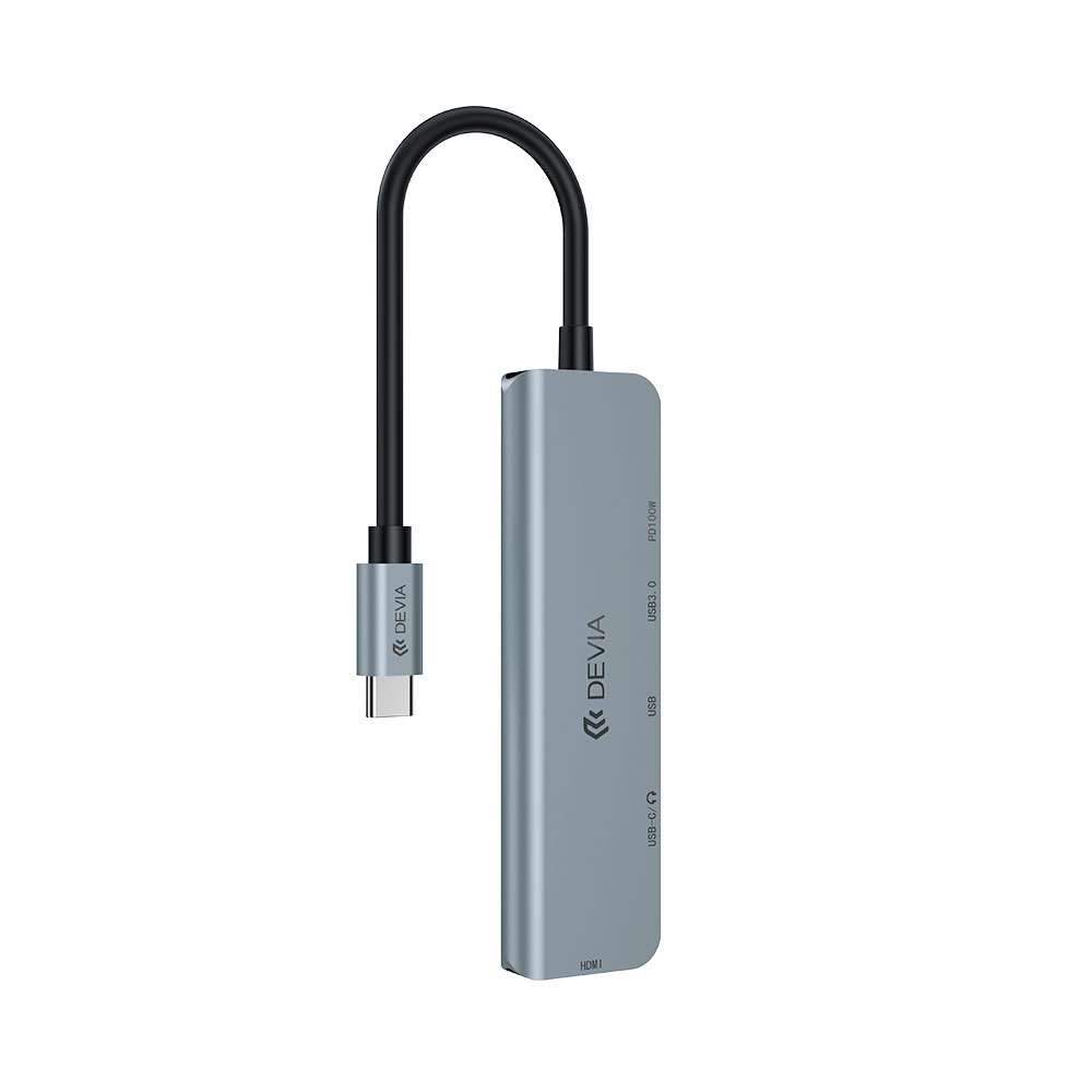Devia USB-C Hub Leopard Series 5-in-1 EC702 - Deep Gray