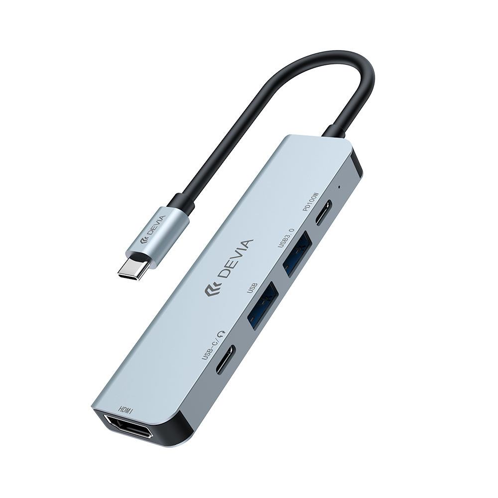 Devia USB-C Hub Leopard Series 5-in-1 EC702 - Deep Gray