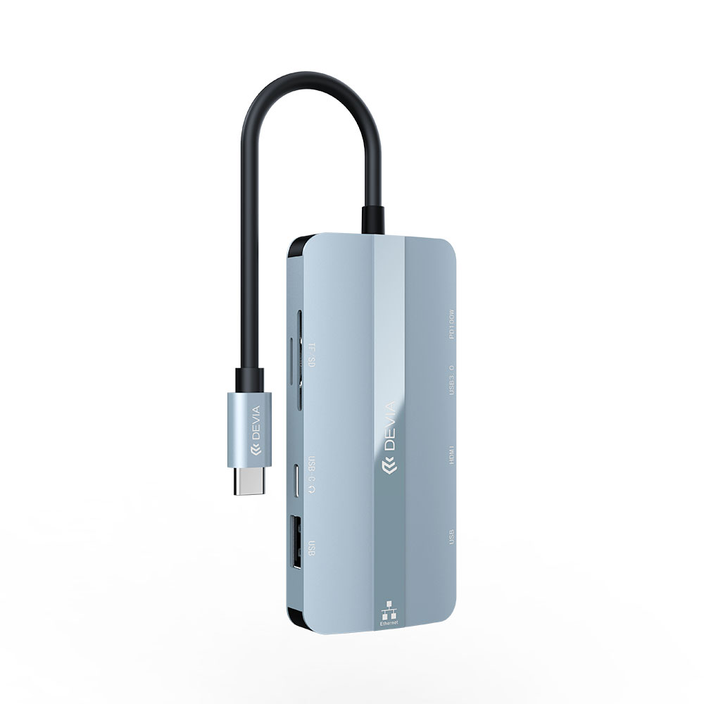 Devia USB-C Hub Leopard Series 9-in-1 EC704 - Deep Gray