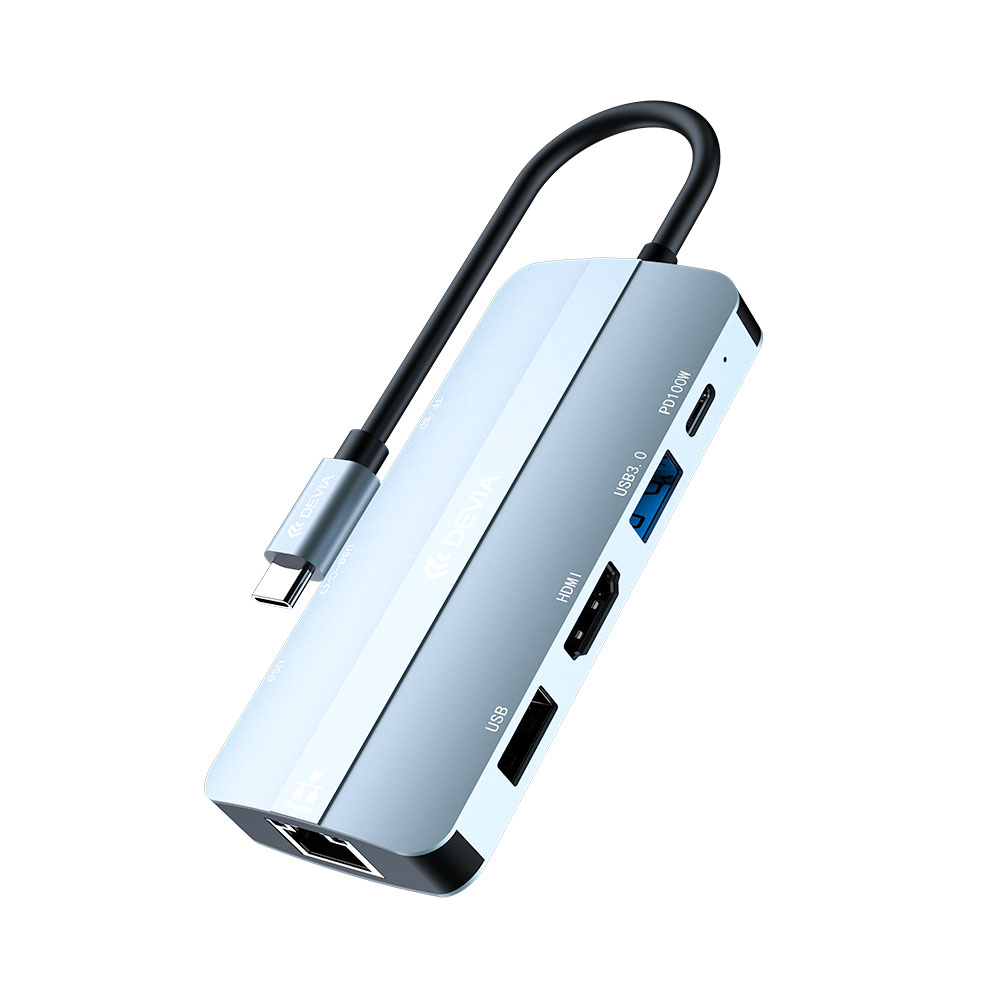 Devia USB-C Hub Leopard Series 9-in-1 EC704 - Deep Gray