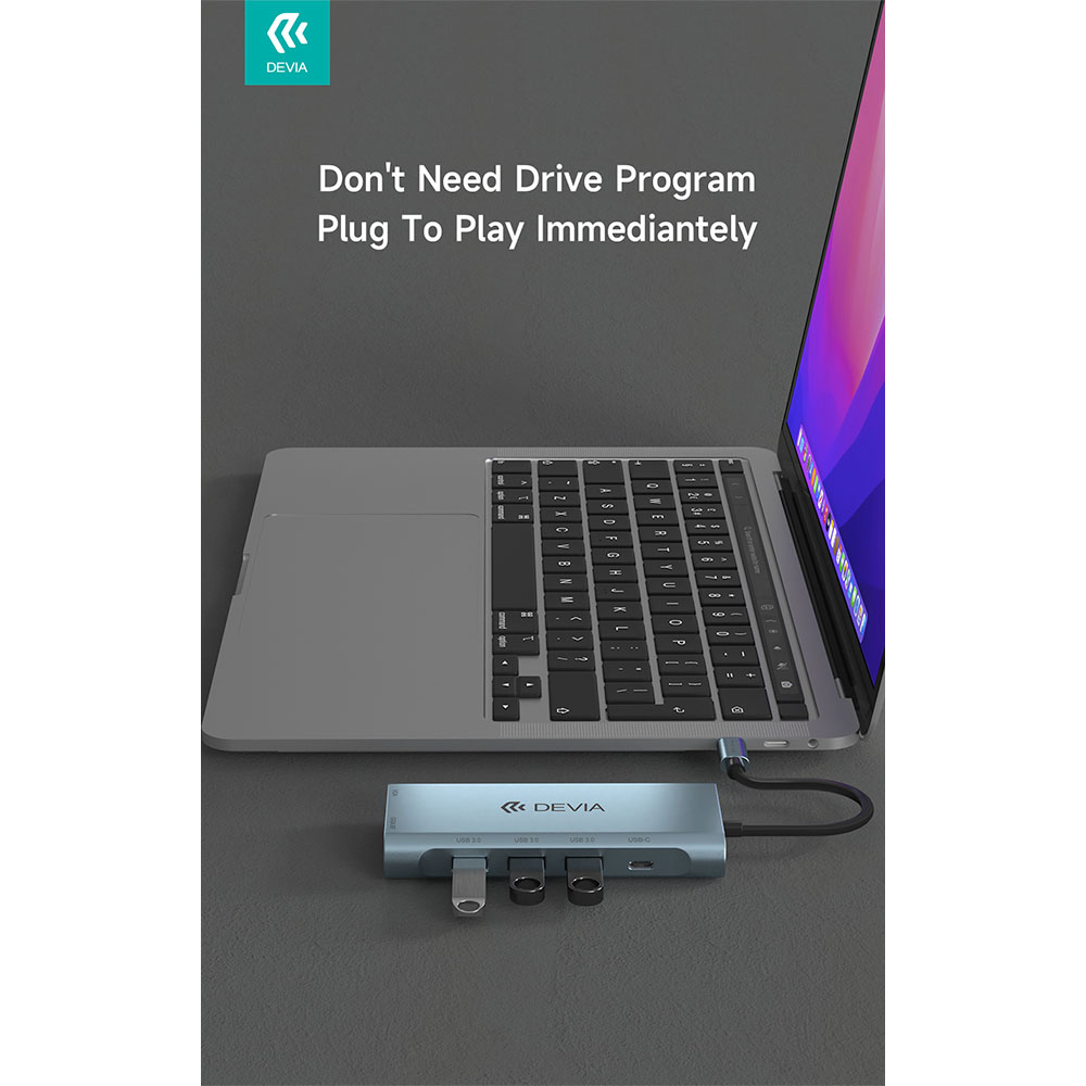Devia USB-C Hub Leopard Series 11-in-1 - Deep Gray