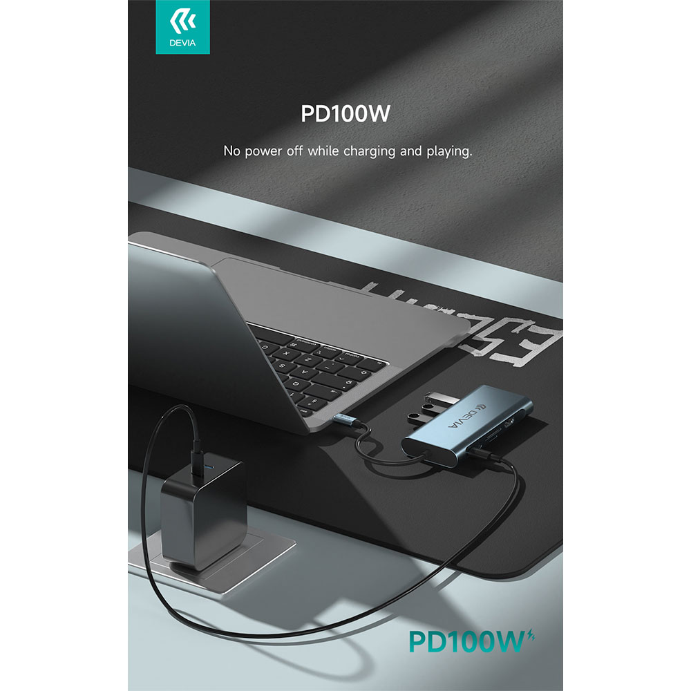 Devia USB-C Hub Leopard Series 11-in-1 - Deep Gray