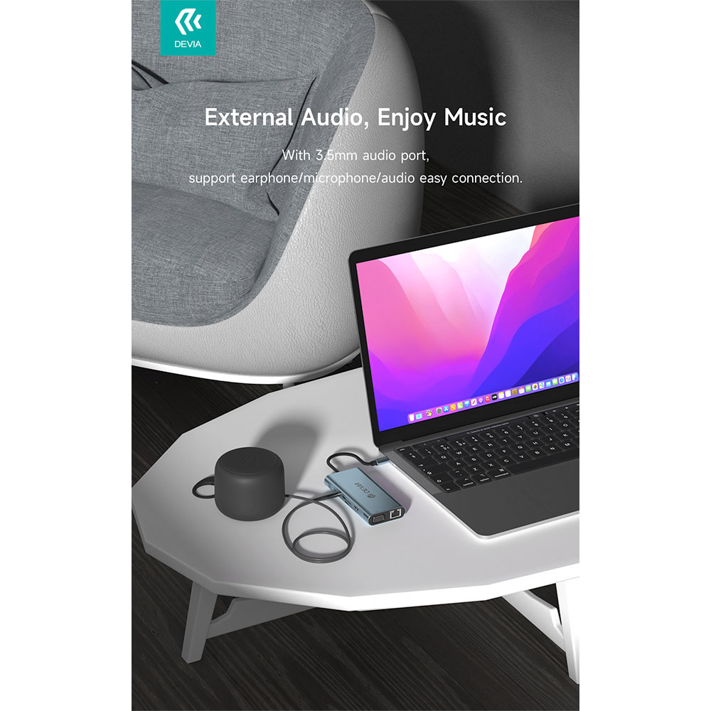 Devia USB-C Hub Leopard Series 11-in-1 - Deep Gray