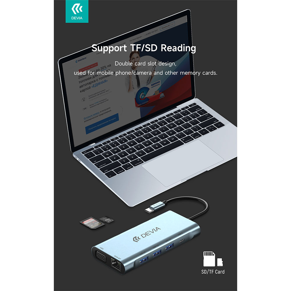 Devia USB-C Hub Leopard Series 11-in-1 - Deep Gray