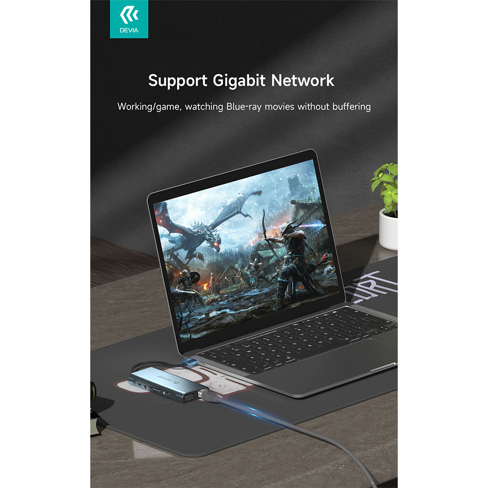 Devia USB-C Hub Leopard Series 11-in-1 - Deep Gray