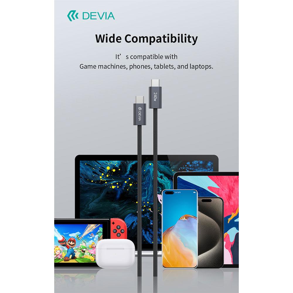 Devia kábel USB-C Extreme Speed Series 240W Cable 2m - Black