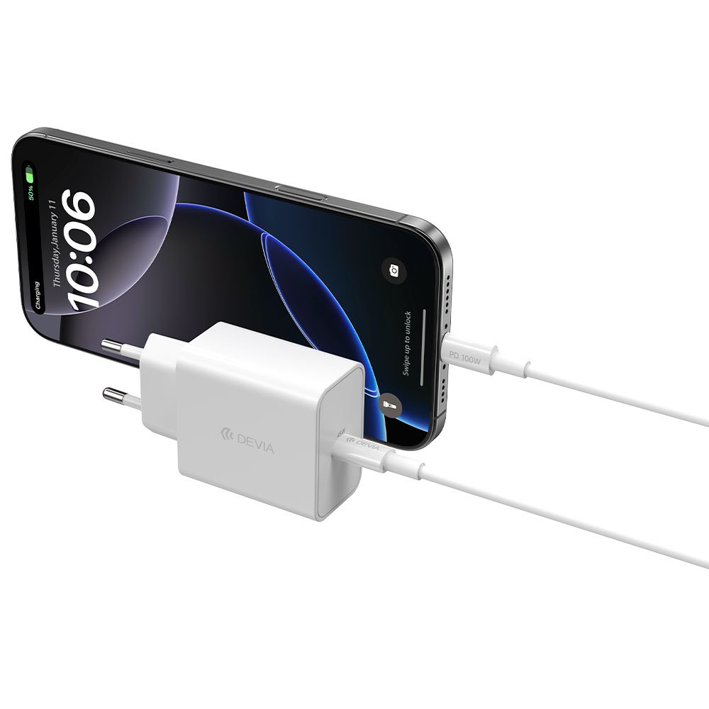 Devia sieťová nabíjačka Rocket Series PD Quick Charger 45W + Cable - White