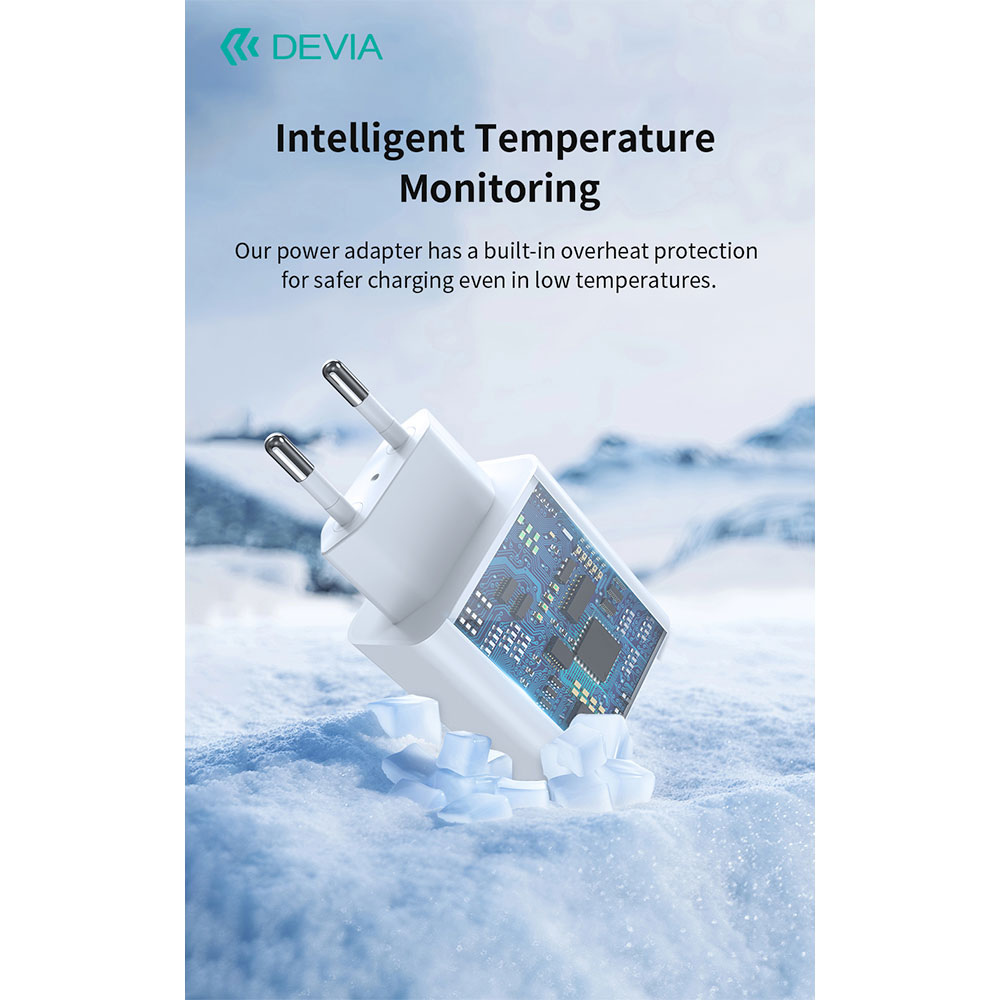Devia sieťová nabíjačka Rocket Series PD Quick Charger 45W + Cable - White