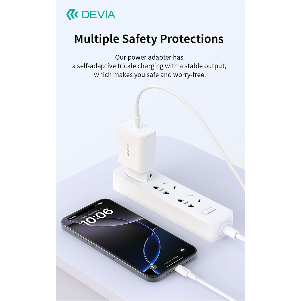 Devia sieťová nabíjačka Rocket Series PD Quick Charger 45W + Cable - White