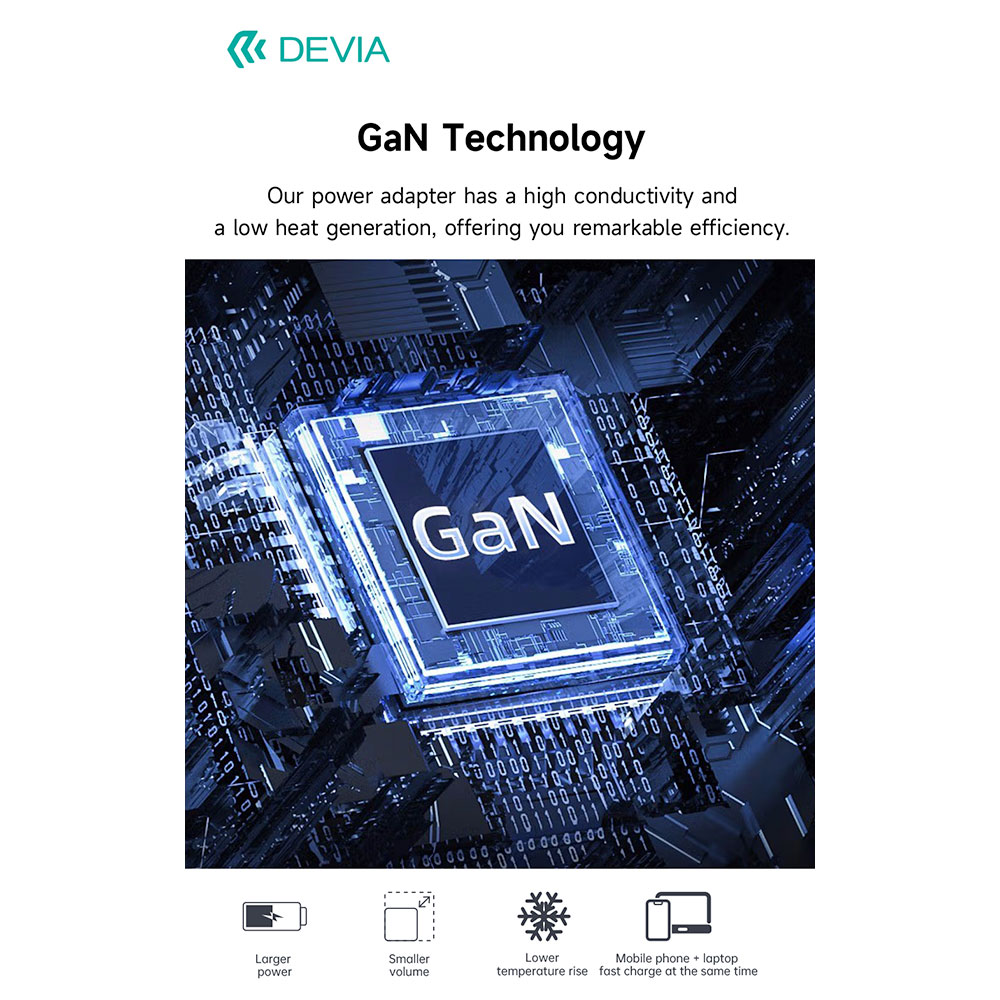 Devia sieťová nabíjačka Extreme Speed GaN PD 2x USB-C/USB-A 65W - White