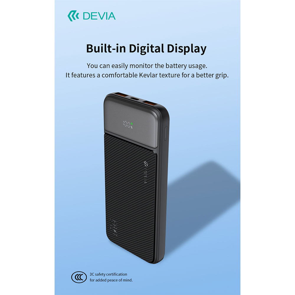 Devia powerbank Smart Series with Digital Display PD 20W 10000 mAh - Black